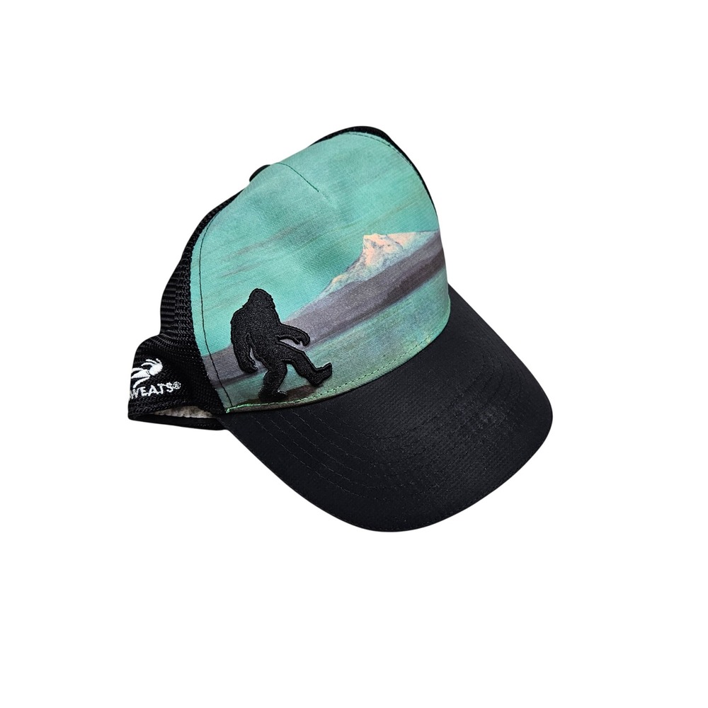 Headsweats Trucker Hat Mens OSFA Black Bigfoot Mountain Performance Snapback